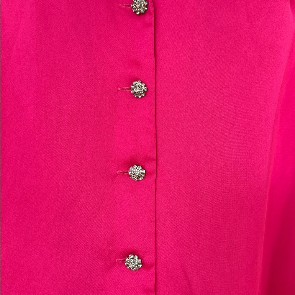 Gorgeous NADINE MERABI  Taylor feather blouse w/rhinestone buttons. - Picture 8 of 13